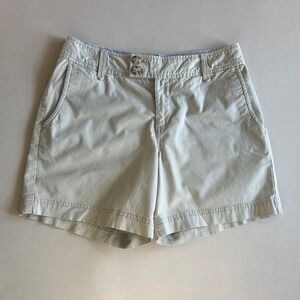 Eddie Bauer Shorts Women 6 Beige Flat Front Hiking Outdoor Casual Mid Rise 10"